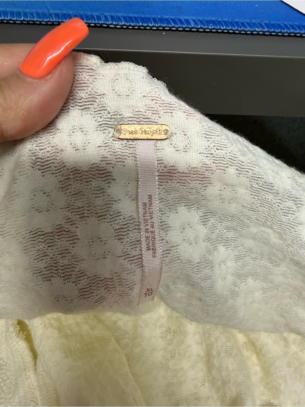 Free People Cream Cable & Lace Open-Front Cardigan - Picture 2 of 6